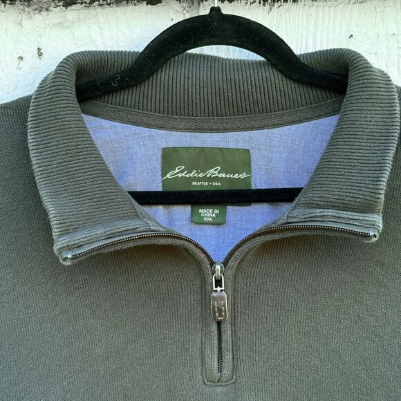 Eddie Bauer SweaterGreen Cotton Quarter Zip - Picture 6 of 9